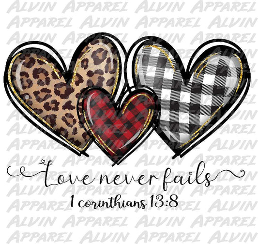 Love Never Fails 3 Hearts Corinthians 13:8