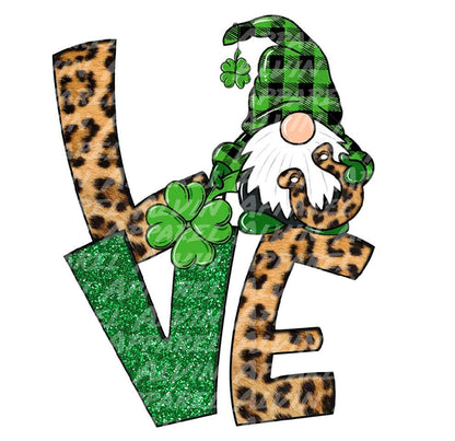 LOVE Leopard Green Glitter Gnome St Patrick's Day