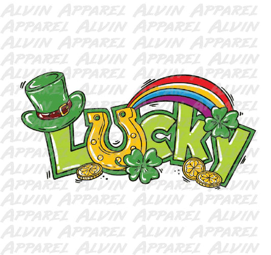 Lucky Word Horseshoe Rainbow Pot o' Gold St Patrick's Day