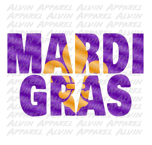 Mardi Gras Block Letters Fleur de Lis