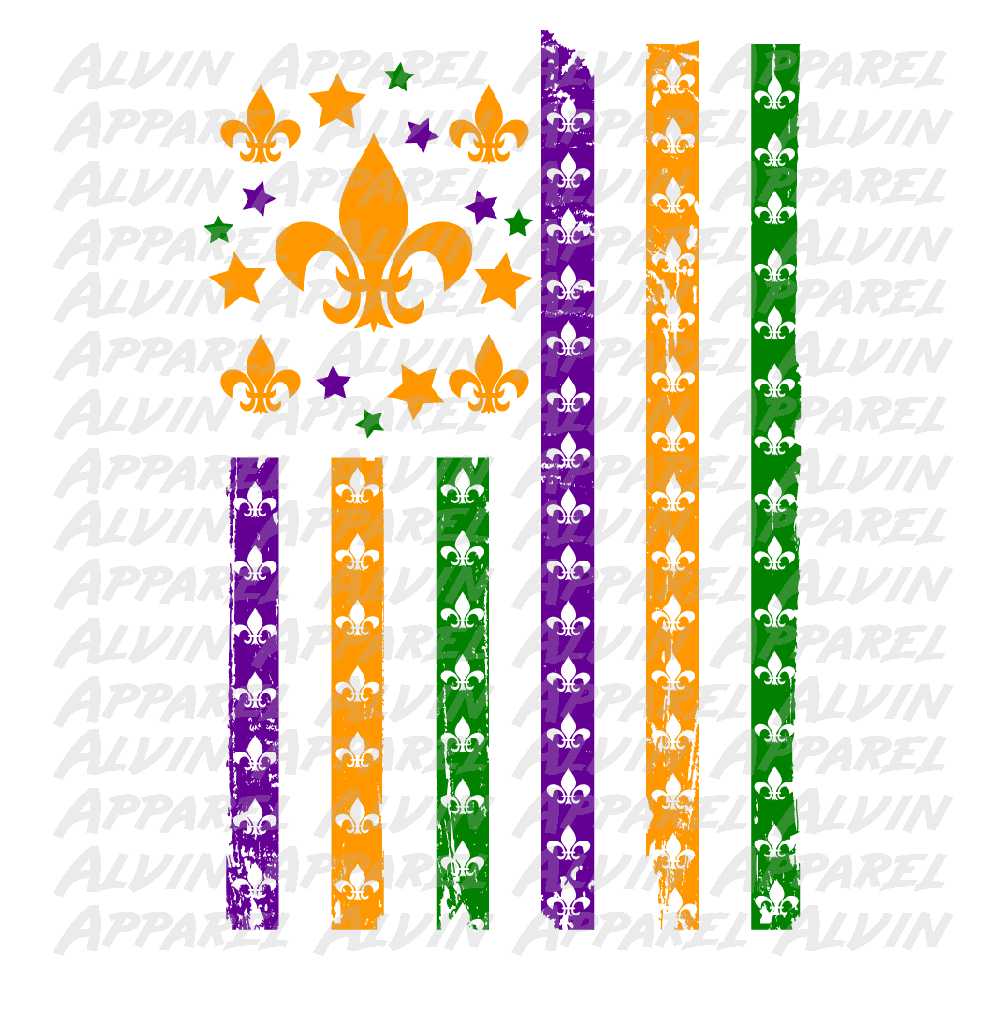 Mardi Gras Flag Fleur de Lis