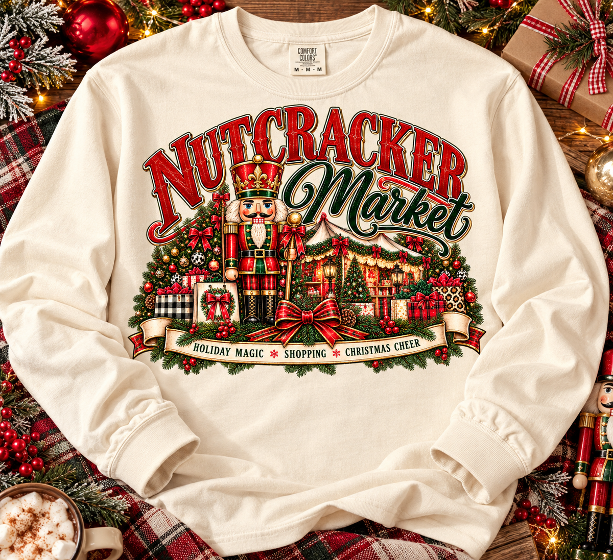Nutcracker Market Comfort Colors Long Sleeve Tee