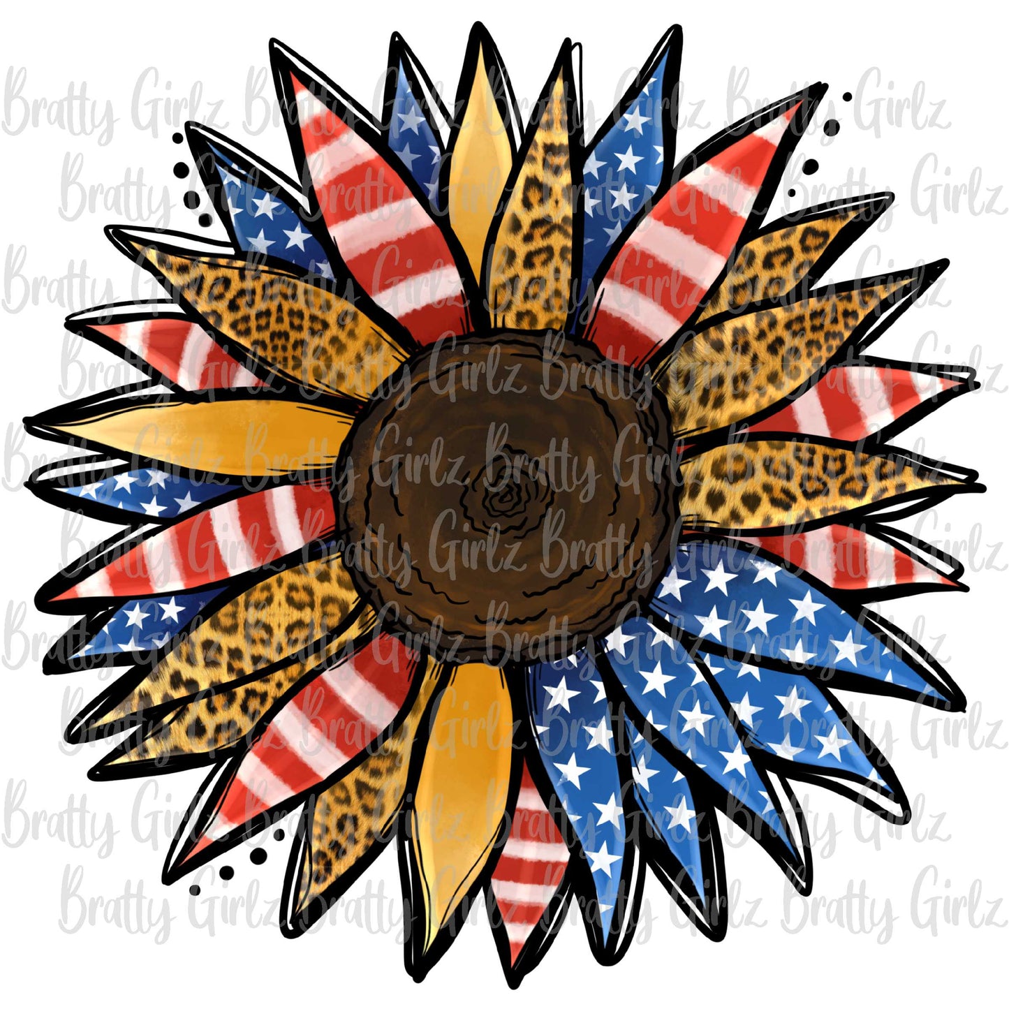 Patriotic Sunflower Leopard