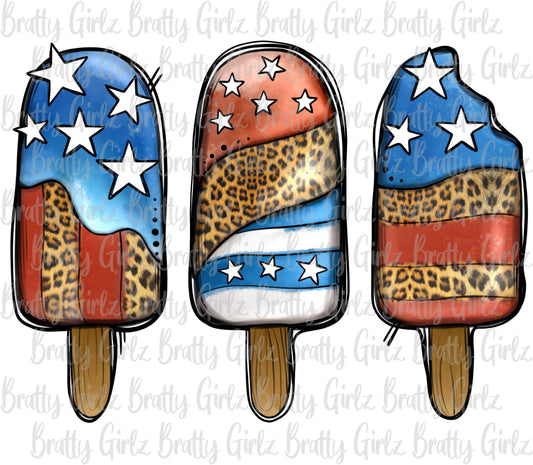 Patriotic Leopard Popsicles