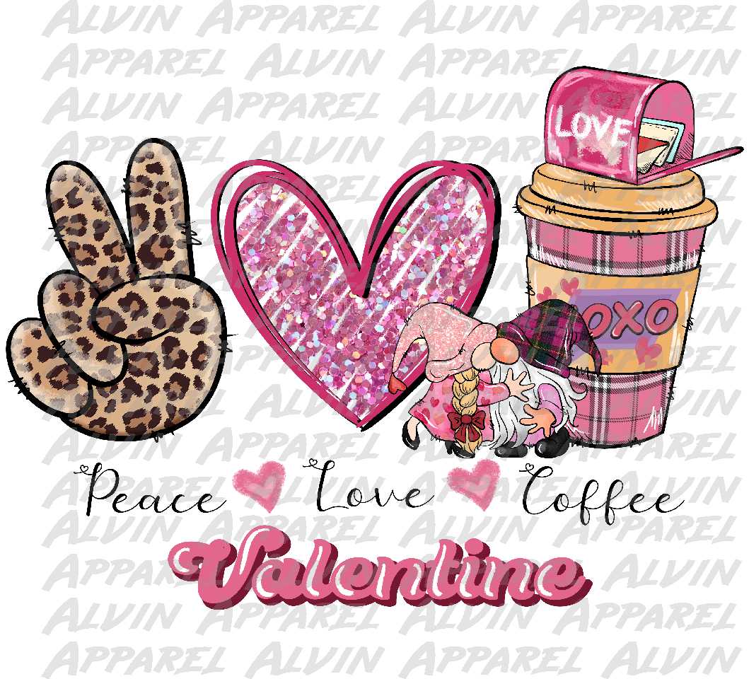 Peace Love Valentines Coffee Leopard