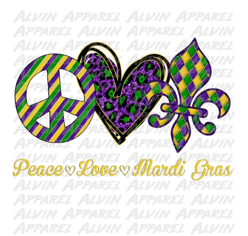 Peace Love Mardi Gras Fleur de Lis