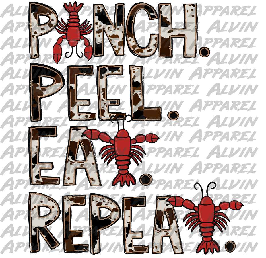 Pinch Peel Eat Repeat Crawfish Cowhide