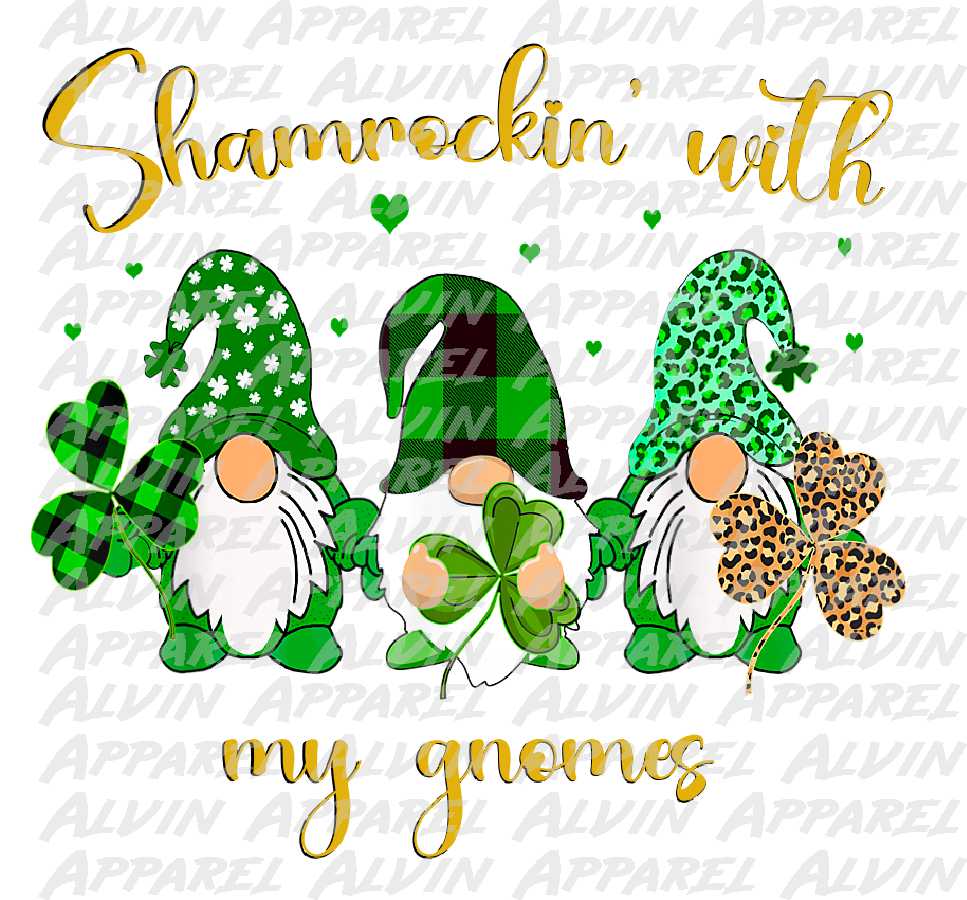 Shamrocking with my Gnomies Gold Text St Patrick's Day