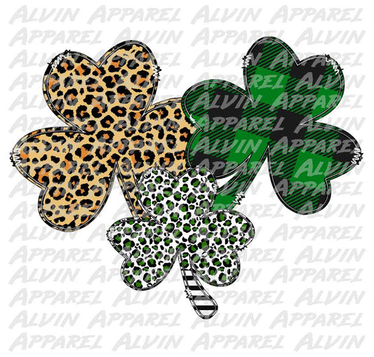 Clover Shamrock Trio Plaid Leopard St Patrick's Day