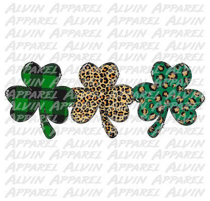 Clover Shamrock Trio Plaid Leopard Line St Patrick's Day