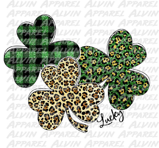 Shamrock Lucky Trio Plaid Leopard St Patrick's Day