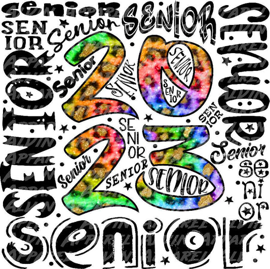 Senior Square 2023 Colorful Leopard