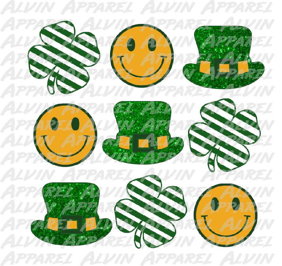 Tic Tac Toe Shamrock Clover Smily Face St Patrick's Day