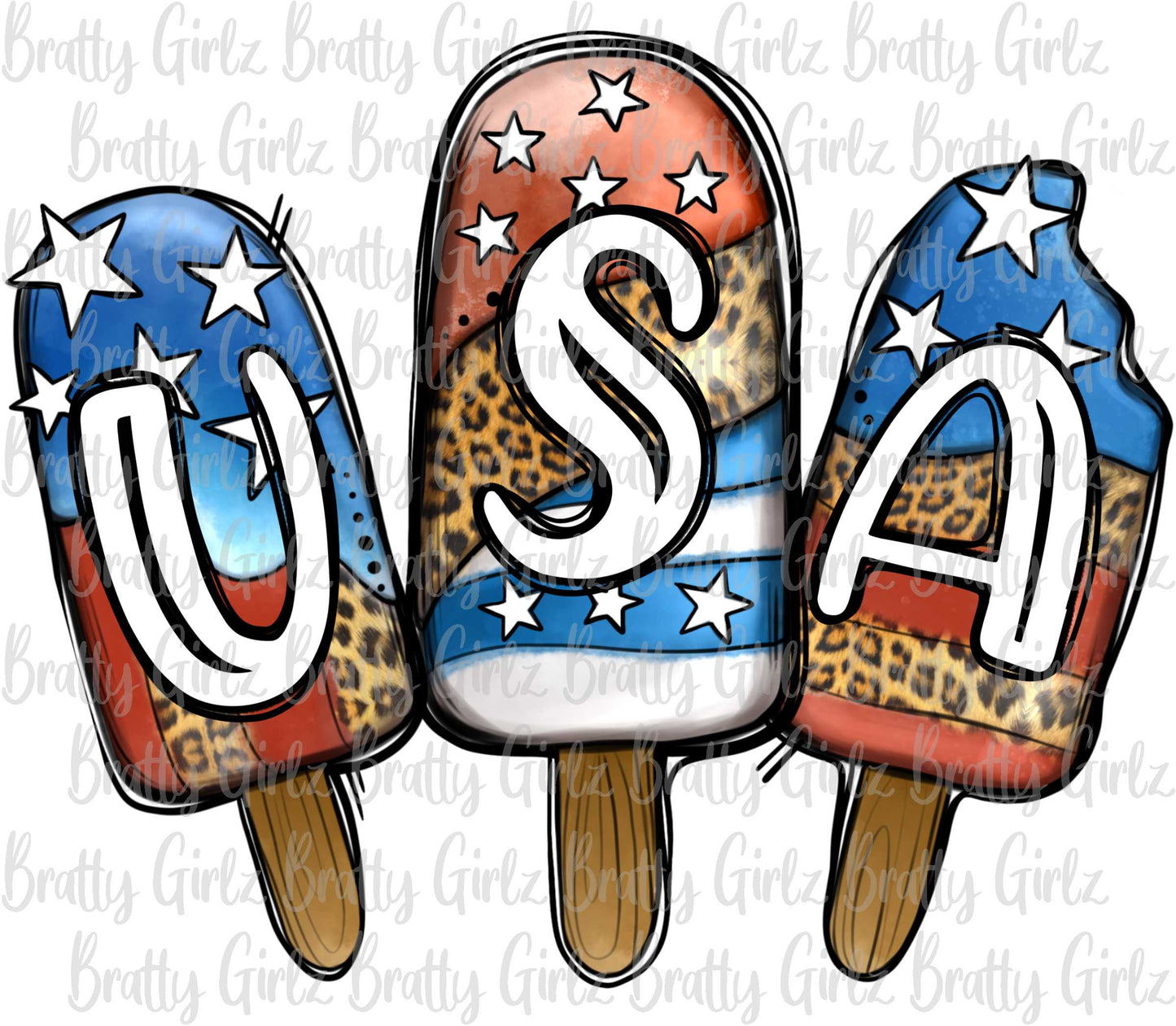 USA Patriotic Leopard Popsicles