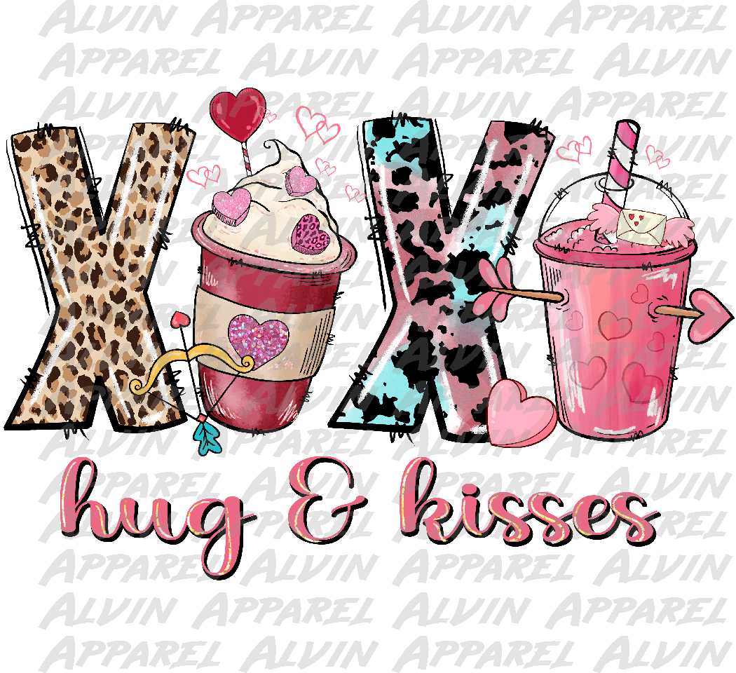 XOXO Hugs and Kisses Pink Text