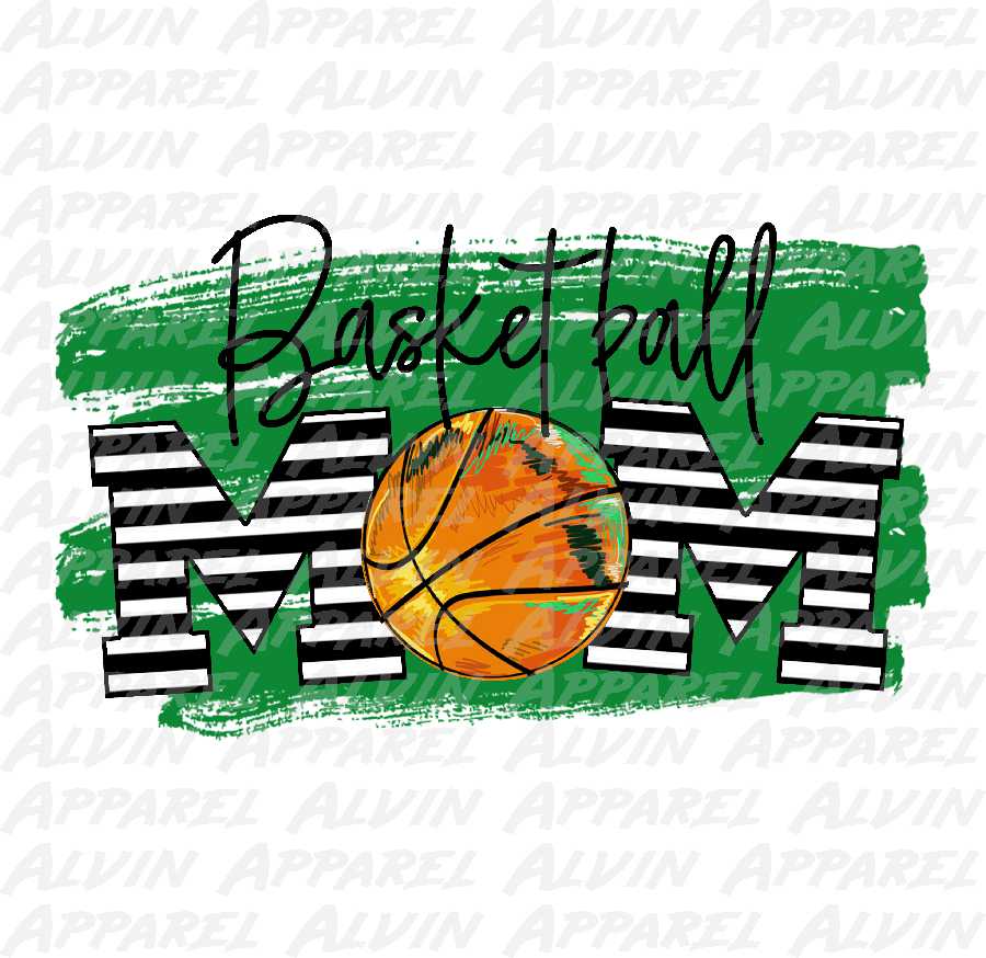 Basketball Mom Stripes Green