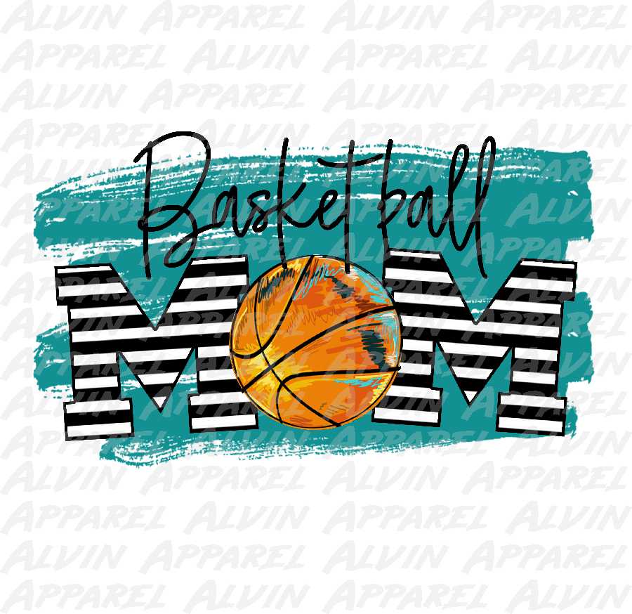 Basketball Mom Stripes Teal