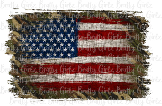 Camo Background American Flag