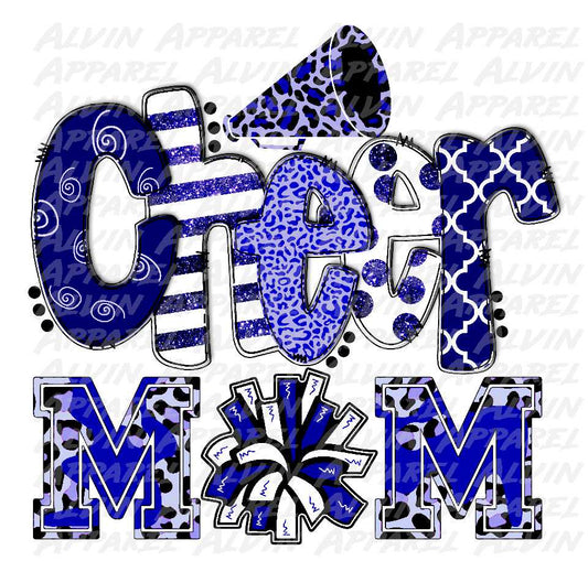 Cheer Mom Doodle Letters Navy