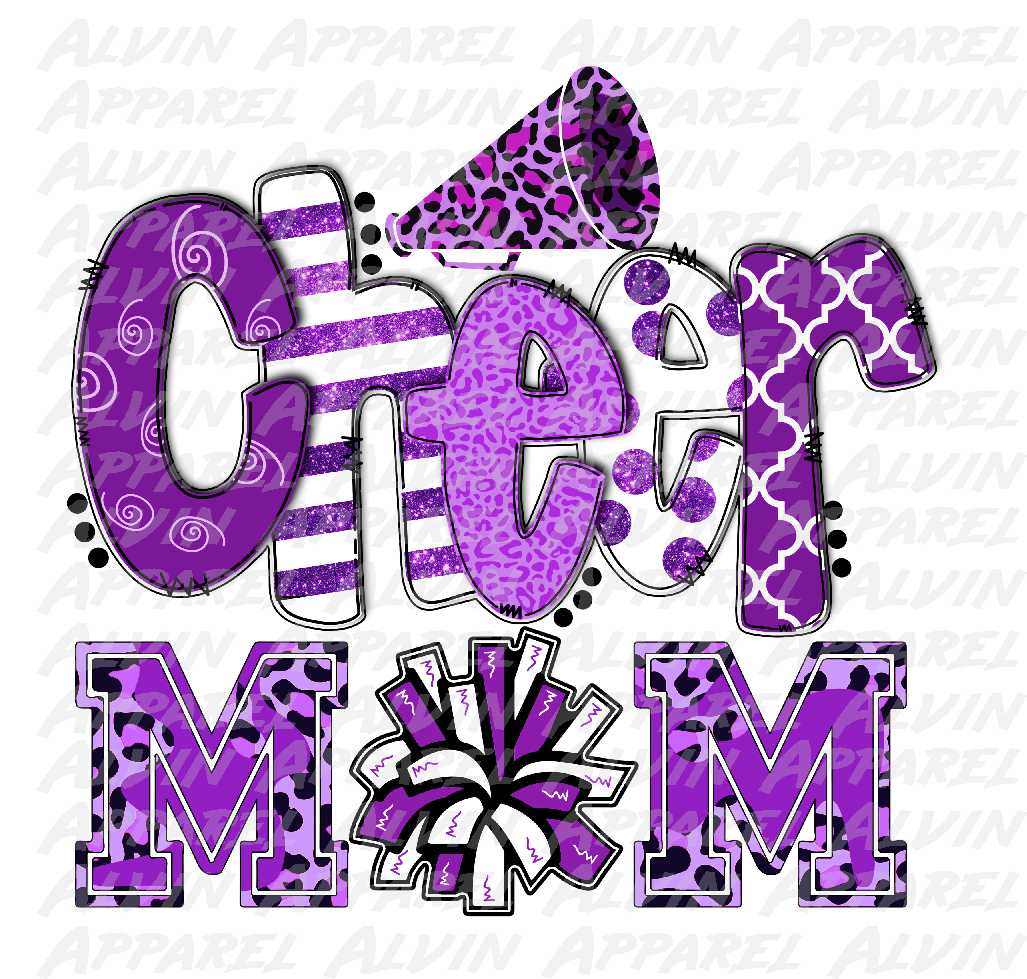 Cheer Mom Doodle Letters Purple