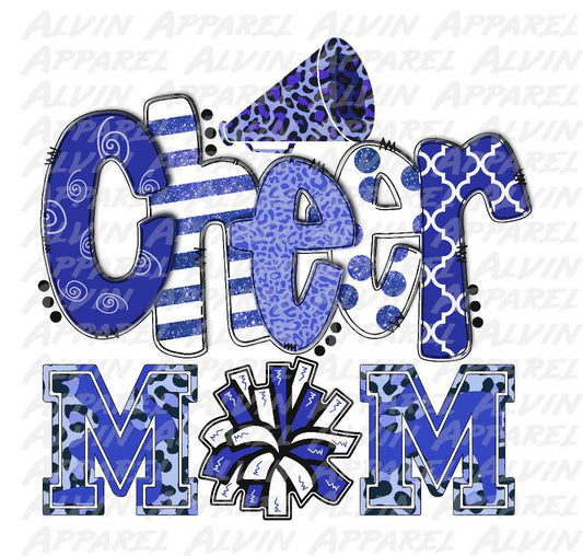 Cheer Mom Doodle Letters Blue