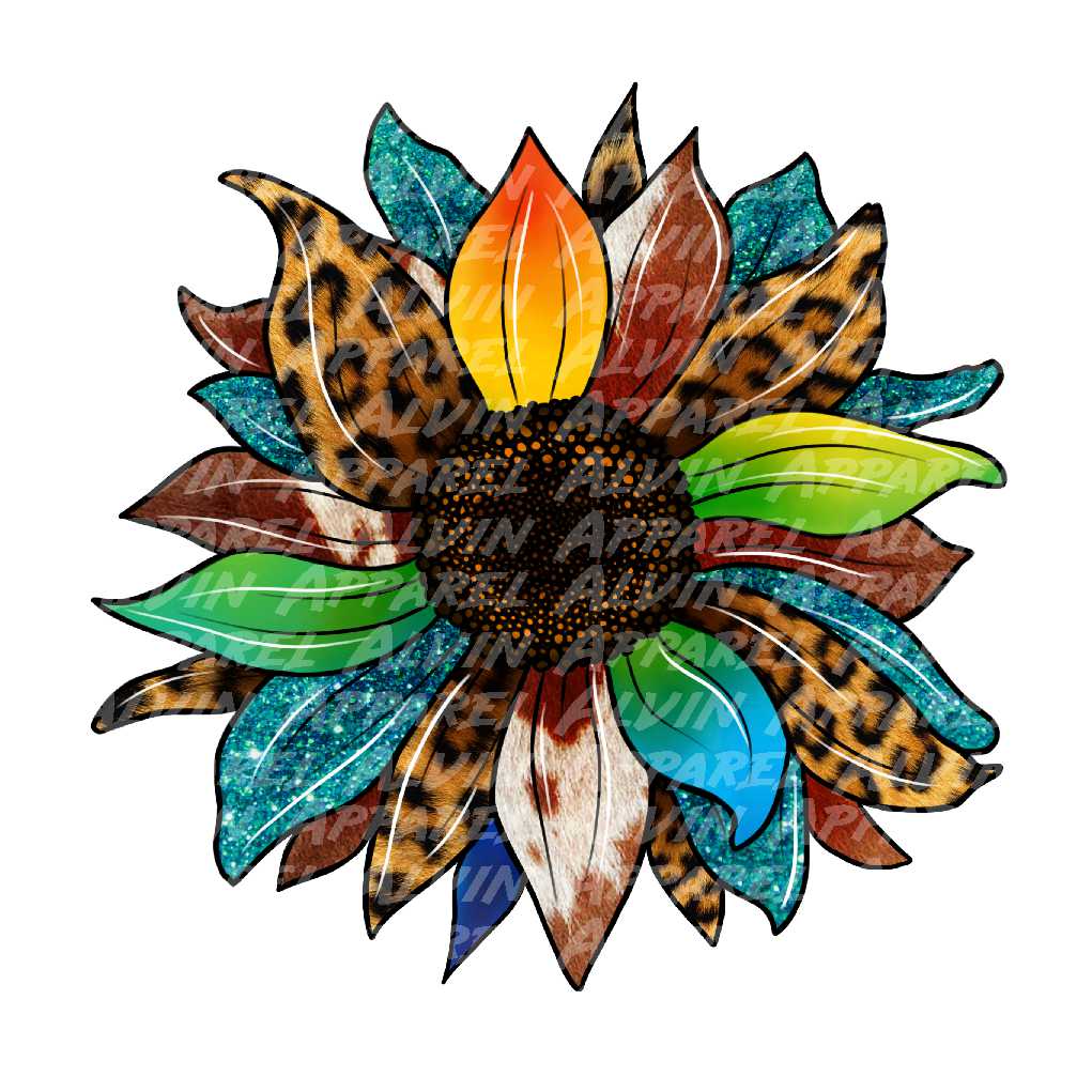 Sunflower Cowhide Leopard Turquoise