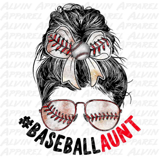 Cute Baseball Aunt Messy Bun