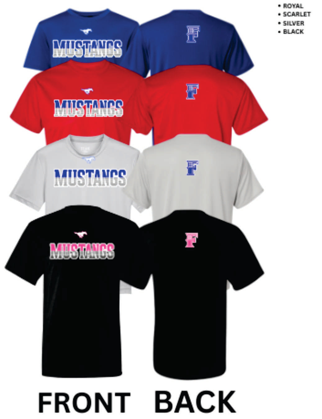 Mustangs F on Back – Dry-Fit