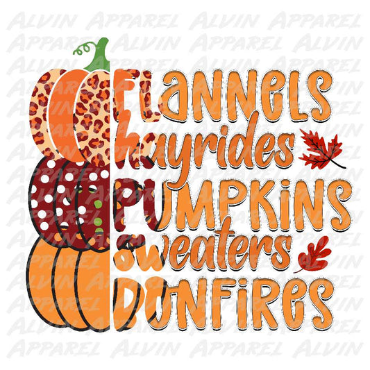 Flannels hayrides pumpkins Transfer