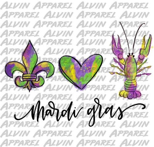 Mardi Gras Fleur De Lis Heart Crawfish