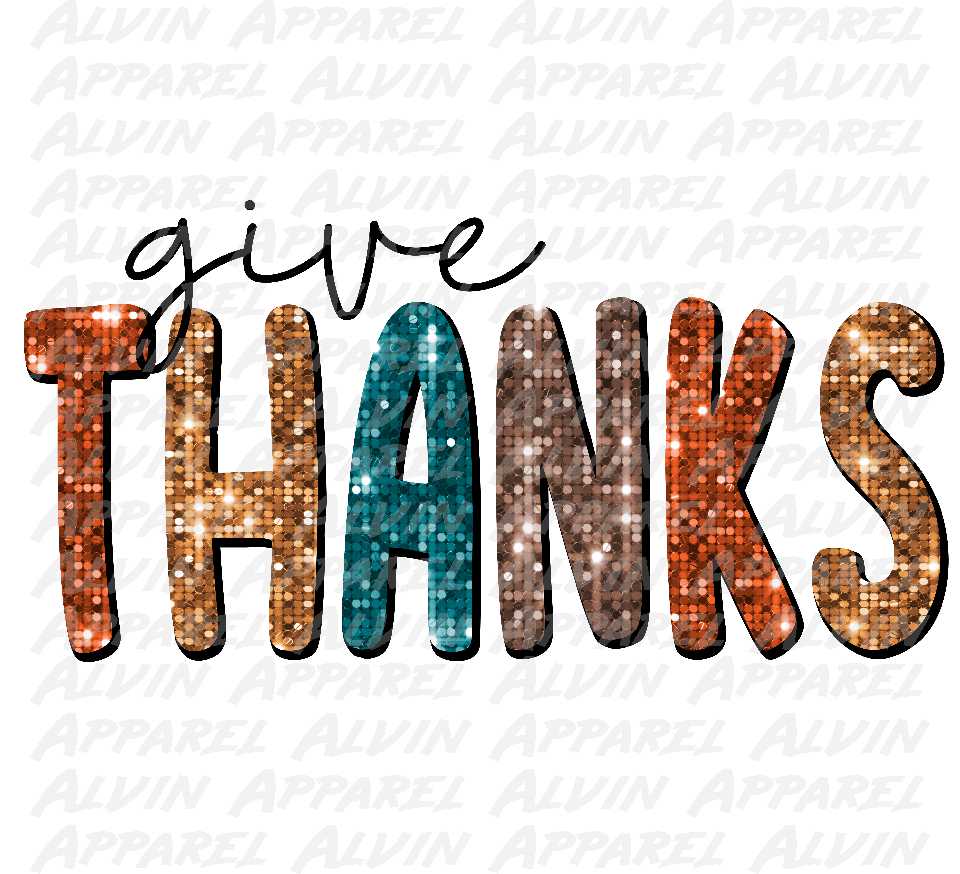 Give Thanks Sequins Transfer