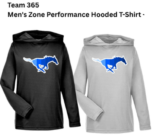 Gradient Mustang Hooded Dry-Fit Long Sleeve T-Shirt