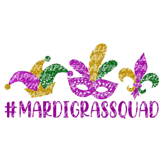 Mardi Gras Squad Mask Fleur De Lis Jester Hat Glitter