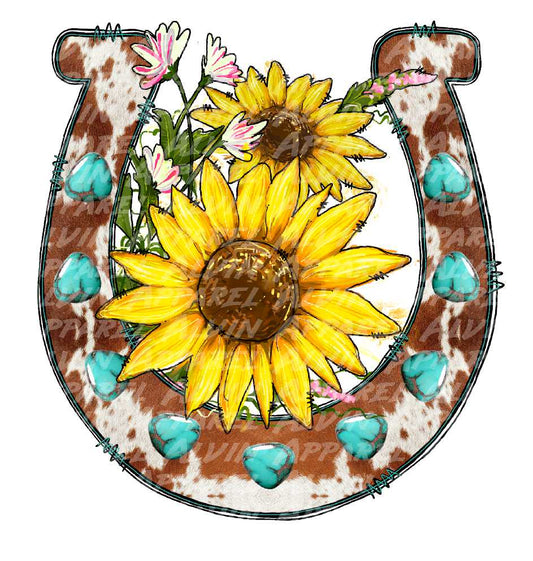 Horseshoe Cowhide Sunflower