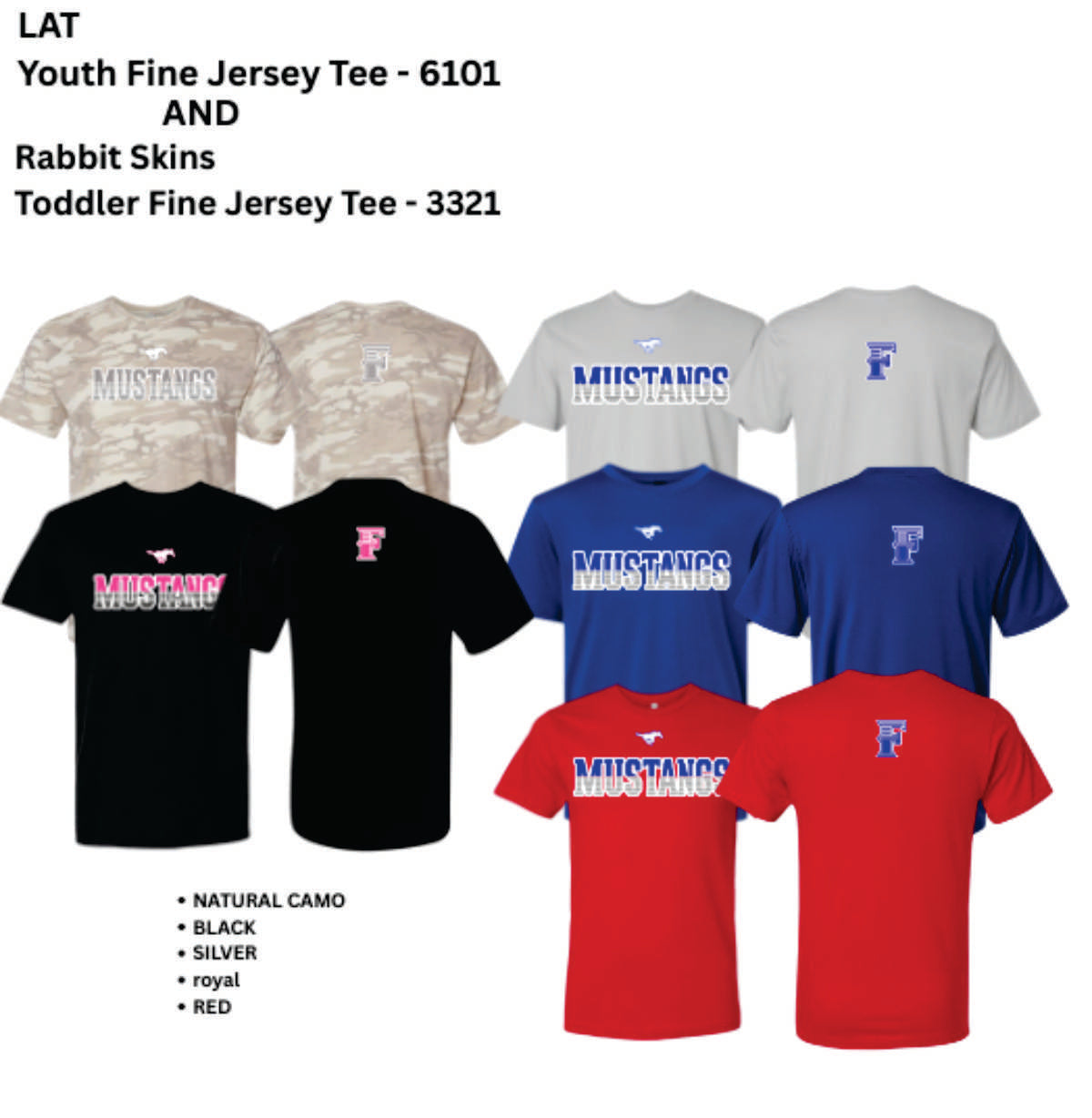 Mustangs on front, F on Back– Tee