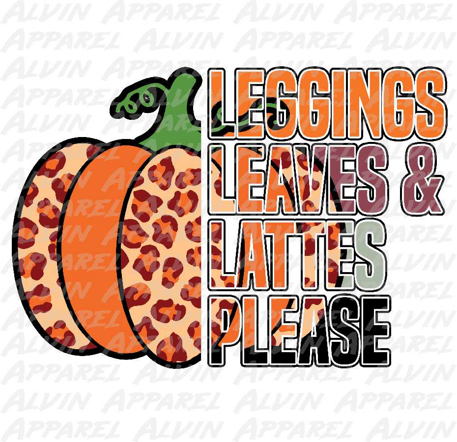 Leggings leaves lattes please 3 Transfer