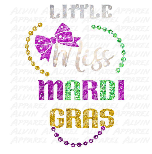 Little Miss Mardi Gras Beads Glitter