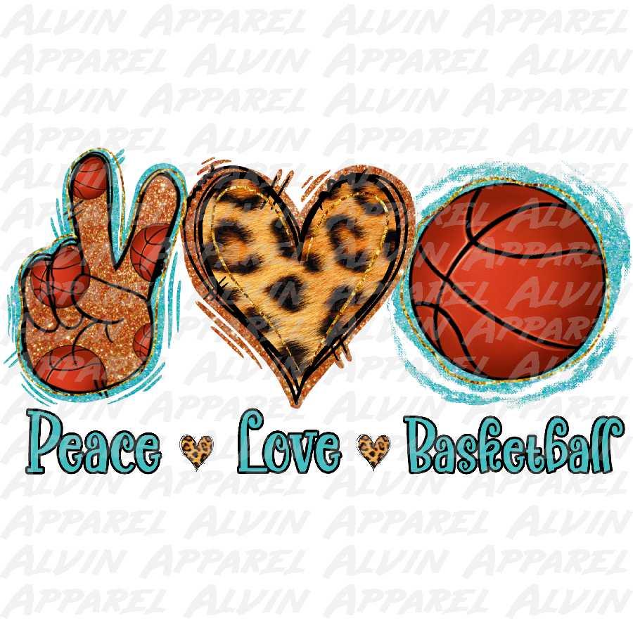 Peace Love Basketball Aqua