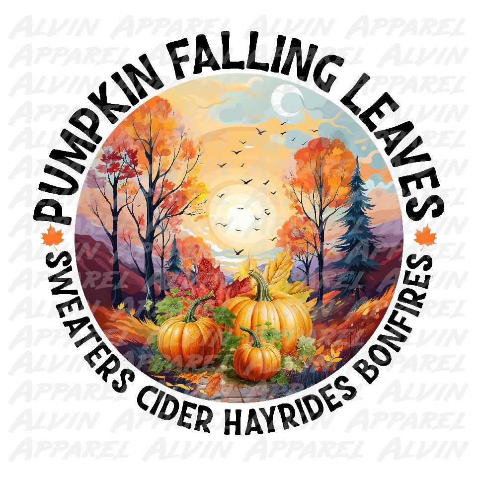 Pumpkin falling leaves Transfer