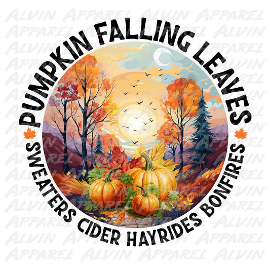 Pumpkin falling leaves Transfer