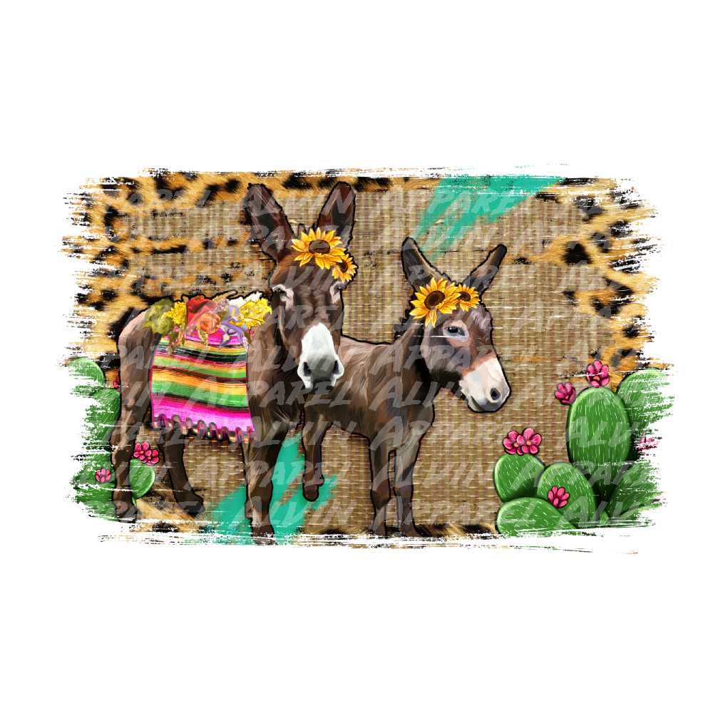 Donkeys Serape Leopard Cactus