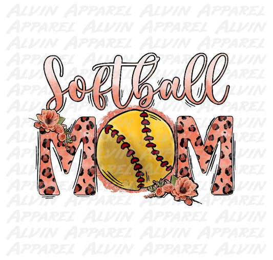 Softball Mom Coral Leopard