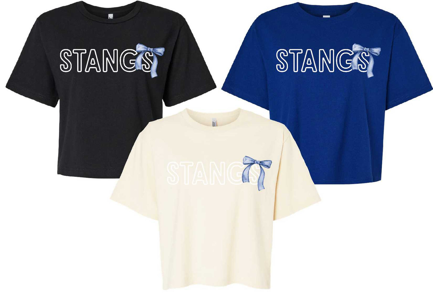 Stangs w/ Bow Ladies Heavyweight Crop T-Shirt