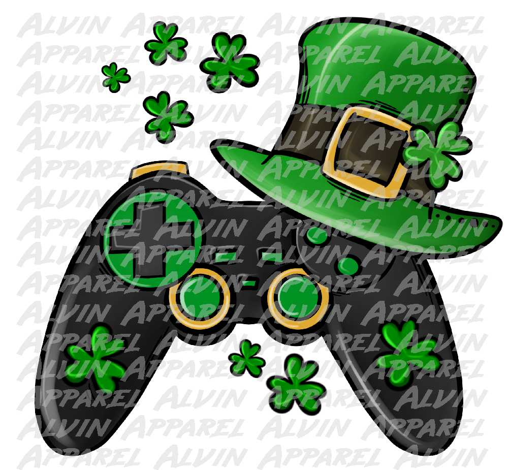 Game Controller with Hat Shamrocks St Patrick's Day