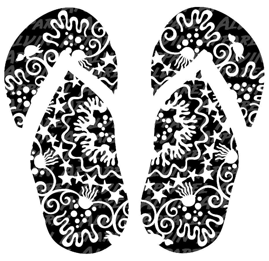 Zentangle Flip Flops Black