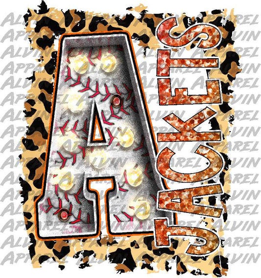 Baseball Jackets with Leopard  Marquee DTF Transfer