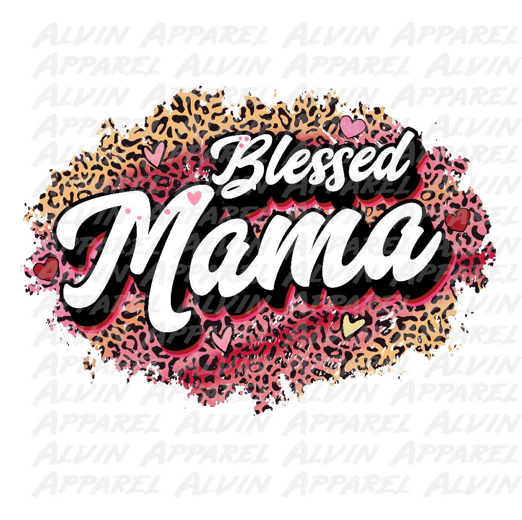 Blessed Mama Heart Leopard