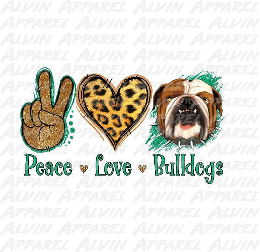 Peace Love Bulldog Spiked Collar Transfer