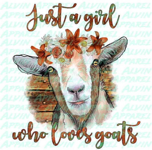 Just a Girl Who Loves Goats Wooden Background Transfer