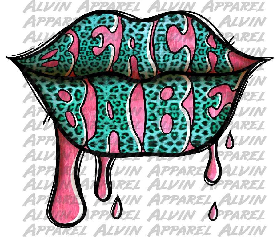 Beach Babe Leopard Lips Transfer